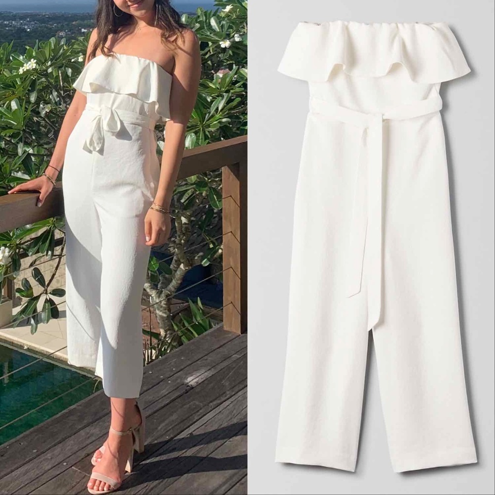 Aritzia Babaton Strapless White Jumpsuit - Picture 1 of 4